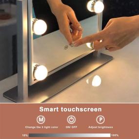 img 2 attached to 💄 Hansong Makeup Mirror with Lights - Vanity Light-up Professional Mirror with 10x Magnification & 3 Lighting Modes - Detachable Cosmetic Mirror with 12 Dimmable Bulbs