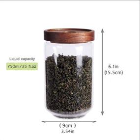 img 3 attached to 🍵 25 FL OZ/ 750ml Glass Tea Canister with Acacia Lid - Airtight Glass Food Container for Loose Leaf Tea and Coffee Bean, 6 inch High