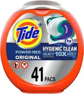 🌟 tide hygienic clean heavy duty power pods laundry detergent pacs, original, 41 count - for visible and invisible dirt with 10x cleaning power logo