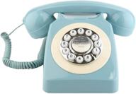 📞 sangyn retro landline telephone: vintage rotary design corded desk phone with metal bell - perfect for home and office use (french blue) logo