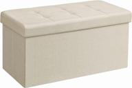 🪑 songmics storage ottoman bench: foldable seat with 80l capacity to maximize space in bedroom or hallway, beige logo