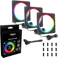 🌈 вентилятор airgoo rgb 120 мм halo - набор из 3 штук, 12v 4-контактная рамка rgb-вентилятора для материнских плат asus aura rgb, msi mystic light, asrock aura rgb, совместим с вентиляторами корпуса pc 120 мм (без подсветки) логотип