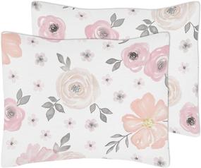 img 2 attached to 🌸 Sweet Jojo Designs Shabby Chic Watercolor Floral Girl Bedding Set - Blush Pink/Grey/White - Full/Queen Size - 3 Piece Comforter Set