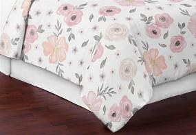 img 1 attached to 🌸 Sweet Jojo Designs Shabby Chic Watercolor Floral Girl Bedding Set - Blush Pink/Grey/White - Full/Queen Size - 3 Piece Comforter Set