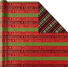 img 1 attached to 🎁 Hallmark Reversible Christmas Wrapping Paper Bundle - 150 sq. ft. - Poinsettias, Holly, Santa, Snowflakes, Gold, Red, Green (Pack of 4)