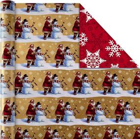 img 2 attached to 🎁 Hallmark Reversible Christmas Wrapping Paper Bundle - 150 sq. ft. - Poinsettias, Holly, Santa, Snowflakes, Gold, Red, Green (Pack of 4)