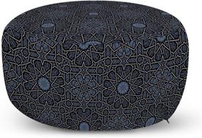 img 4 attached to Exquisite Ambesonne Moroccan Ottoman Pouf: Geometric Design, Rich Royal Elements, and Enchanting Moroccan Star Dark: Perfect Decorative Soft Foot Rest with Removable Cover for Living Room and Bedroom in Black Cream