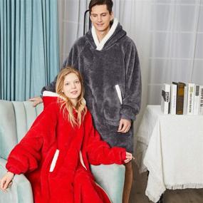 img 2 attached to 🧥 Oversized Sherpa Blanket Sweatshirt - Ultra-Soft Giant Hoodie for Women, Men, Kids