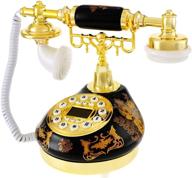 📞 dyna-living retro vintage telephone: push button lcd display, classic ceramic desk phone for antique home decor logo