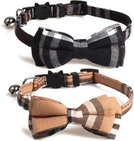 img 4 attached to KUDES 2 Pack/Set Cat Collar Breakaway: Cute Bow Tie & Bell, Adjustable 7.8-10.5 Inch - Perfect for Kittens & Puppies!