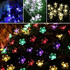 img 1 attached to 🌞 Newfly Solar Flower String Lights - 50 LED Christmas Fairy Lights, 22 Ft. Solar-Powered Plastic Flower Light String, Waterproof Solar Fairy Lights for Home Garden Christmas Decor