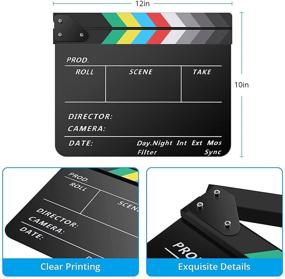 img 3 attached to 🎬 Temery Acrylic Film Clapper Board - 12x10in Plastic Movie Film Clap Board with Magnetic Blackboard Eraser, Custom Pens, Cleaning Cloth & Hexagonal Wrench - Movie Theater Decor
