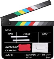 🎬 temery acrylic film clapper board - 12x10in plastic movie film clap board with magnetic blackboard eraser, custom pens, cleaning cloth & hexagonal wrench - movie theater decor logo