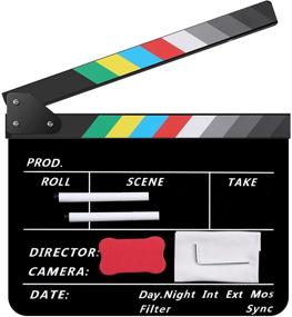 img 4 attached to 🎬 Темери Акриловая плёнка Щит режиссера - 12x10 дюймов Пластиковый щиток для фильмов с магнитной стирающей доской, персонализированными ручками, салфеткой для чистки и шестигранным ключом - Декор для кинотеатра.