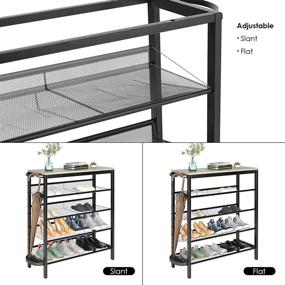 img 2 attached to 👞 SimpleWise 5-Tier Metal Shoe Rack Industrial Organizer with Umbrella Holder - Entryway Table for Hallway Living Room, Closet, Bedroom - Wash Grey Finish