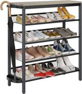 👞 simplewise 5-tier metal shoe rack industrial organizer with umbrella holder - entryway table for hallway living room, closet, bedroom - wash grey finish logo