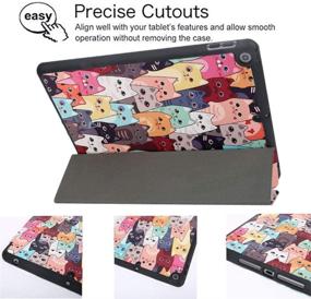 img 2 attached to 🐱 Hi Space iPad 9th 8th 7th Generation Case with Cat Design, Pencil Holder, and Shockproof Protection - Compatible with A2270 A2428 A2429 A2197 A2198 - Colorful Cartoon Trifold Cover