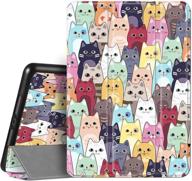 🐱 hi space ipad 9th 8th 7th generation case with cat design, pencil holder, and shockproof protection - compatible with a2270 a2428 a2429 a2197 a2198 - colorful cartoon trifold cover logo