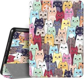 img 4 attached to 🐱 Hi Space iPad 9th 8th 7th Generation Case with Cat Design, Pencil Holder, and Shockproof Protection - Compatible with A2270 A2428 A2429 A2197 A2198 - Colorful Cartoon Trifold Cover