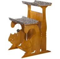 🐱 premium golden oak cat double rest with scratch pad and interactive ball – elegant home fashions (ooak50022) logo