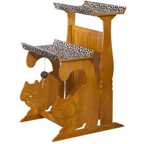 img 4 attached to 🐱 Premium Golden Oak Cat Double Rest with Scratch Pad and Interactive Ball – Elegant Home Fashions (OOAK50022)