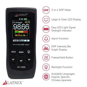 img 3 attached to 📻 LATNEX AF-3500 EMF Meter RF Detector and Reader with Calibration Certificate - Accurate Measurements of RF, Microwaves, 3-Axis Gauss Magnetic Fields, and Electrical Fields ELF