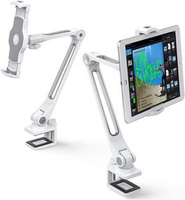 img 4 attached to 📱 AboveTEK Aluminum Long Arm iPad Tablet Mount - 360° Swivel Stand & Phone Holder for 4"-11" Devices