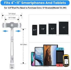 img 3 attached to 📱 AboveTEK Aluminum Long Arm iPad Tablet Mount - 360° Swivel Stand & Phone Holder for 4"-11" Devices