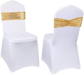 img 4 attached to 💫 Sparkling Elegance: Eternal Beauty Set of 20 Gold Sequin Chair Sashes for Wedding, Hotel, Party, Banquet Decorations