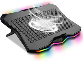img 4 attached to 🌟 AICHESON Laptop Cooling Pad: Metal Panel, Rainbow Lights, 15.6-17.3 Inch, 1 Big Fan (AA3)