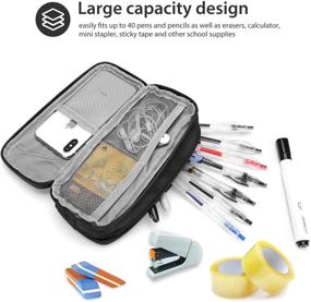 img 2 attached to Two-Layer Pencil Case Pen Bag, ProCase Big Capacity Pencil Pouch Pen Organizer for 🖋️ Marker Organization, Durable Stationery Holder for School Supplies, Office Storage, and Desk Organizing - Black