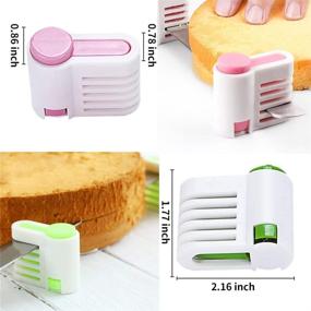 img 3 attached to 🎂 4-Pack DIY Cake Leveler Slicer Cutter | 5 Thickness Layers | Stratification Auxiliary Bread Toast Slice Kitchen Fixator Tool | Pink & Green