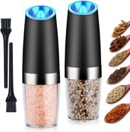 🧂 electric salt and pepper grinder set - gravity, adjustable coarseness, battery powered, automatic operation mill for pepper and salt - one hand operation with blue led light (2 pack) logo