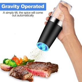 img 3 attached to 🧂 Electric Salt and Pepper Grinder Set - Gravity, Adjustable Coarseness, Battery Powered, Automatic Operation Mill for Pepper and Salt - One Hand Operation with Blue LED Light (2 Pack)