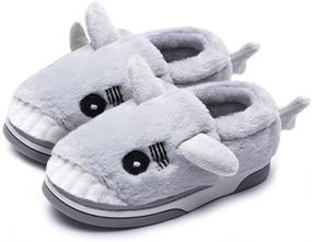 img 4 attached to 🐠 Warm Indoor House Shark Moose Slippers for Toddler Boys and Girls