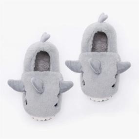 img 3 attached to 🐠 Warm Indoor House Shark Moose Slippers for Toddler Boys and Girls