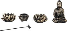 img 2 attached to 🧘 Zen Garden Set Table Decor Kit with Buddha Statue, Lotus Tea Light Candle Holder, and Incense Burner Holder by MyGift Home