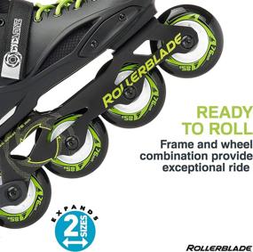 img 1 attached to Rollerblade Cyclone Kid's Adjustable Inline Skate, Black and Acid Green – High Performance Unisex Skates