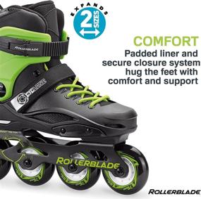 img 2 attached to Rollerblade Cyclone Kid's Adjustable Inline Skate, Black and Acid Green – High Performance Unisex Skates