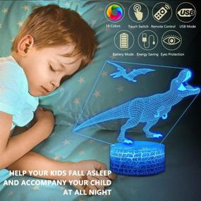 img 2 attached to 🦖 BlueLamp 5656: 4 PCS 3D Triceratops LED Lamp with Remote Control – Perfect Birthday or Christmas Gift for Boys, Girls, and Kids