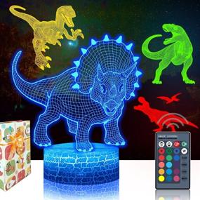 img 4 attached to 🦖 BlueLamp 5656: 4 PCS 3D Triceratops LED Lamp with Remote Control – Perfect Birthday or Christmas Gift for Boys, Girls, and Kids