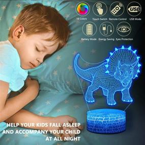 img 3 attached to 🦖 BlueLamp 5656: 4 PCS 3D Triceratops LED Lamp with Remote Control – Perfect Birthday or Christmas Gift for Boys, Girls, and Kids