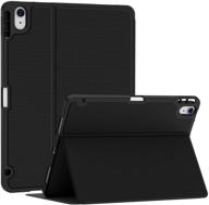 📱 soke case for ipad air 4th generation 2020 - premium shockproof stand folio case with pencil holder and touch id support - black logo