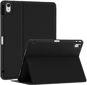 img 4 attached to 📱 Soke Case for iPad Air 4th Generation 2020 - Premium Shockproof Stand Folio Case with Pencil Holder and Touch ID Support - Black