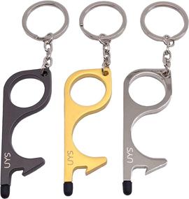 img 4 attached to UYS No Touch Door Opener - Ultimate 3-in-1 Contactless Key Tool with Bonus Stylus - Germ Free Keychain & Button Pusher