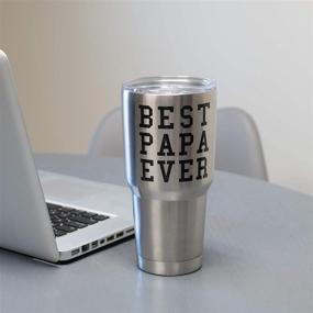 img 3 attached to Top-rated 30 Oz Stainless Steel Travel Mug with Lid - Perfect for the Best Papa Ever!