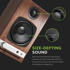 img 2 attached to 🔊 Акустическая система Audioengine HD3 Wireless: настольные мониторы высокой четкости со суммарной мощностью 60 Вт, aptX HD Bluetooth и 24-битным ЦАП - ореховое дерево