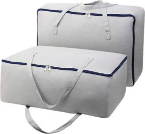 img 4 attached to 👜 iwill CREATE PRO 2-Pack Soft Storage Bag: 100% Cotton, Breathable, Ideal for Clothes & Bedding Sets - Light Gray