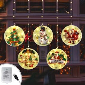 img 4 attached to 🎄 Christmas Battery String Lights - Set of 5 Hanging Decorations with 8 Flash Modes, 2 Charging Options - Ideal for Festivals, Holidays, Parties, Indoor/Outdoor Christmas Decor