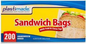 img 3 attached to 🥪 Plastimade Fold & Close Sandwich Bags - 6.5 in X 5.5 - 200 Count, Pack of 4